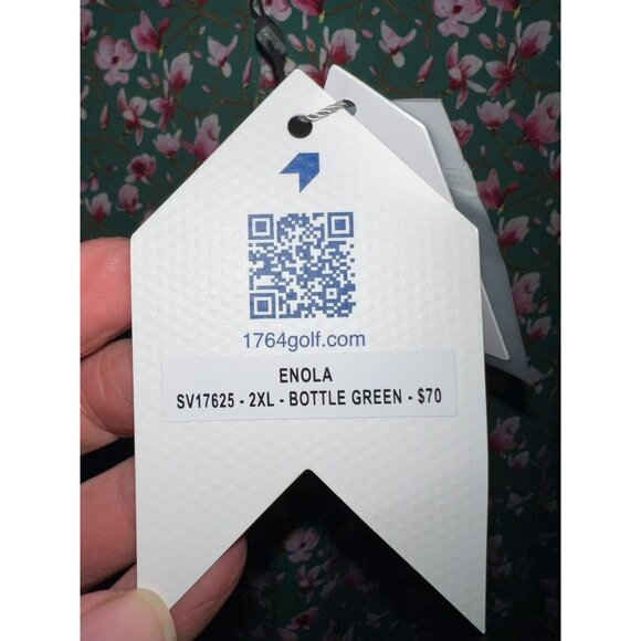 1764 Signature Mens Enola Polo Shirt 2XL Bottle Green Floral Print Short Sleeve - Picture 5 of 8